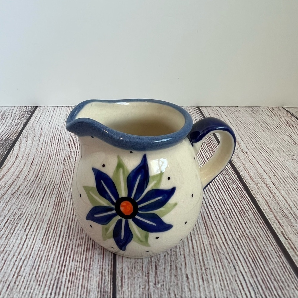 Polish Pottery Poinsettia Mini Pitcher